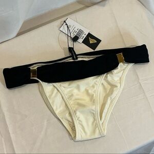 *NWT* ViX Paula Hermanny Betsey Bia Tune Bikini Bottom- Black/Creme- Size XS